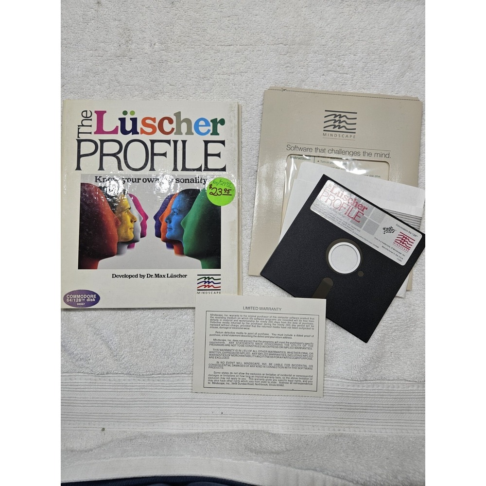 Rare Vintage The Luscher Profile by Mindscape for Commodore 64 and 128 1985